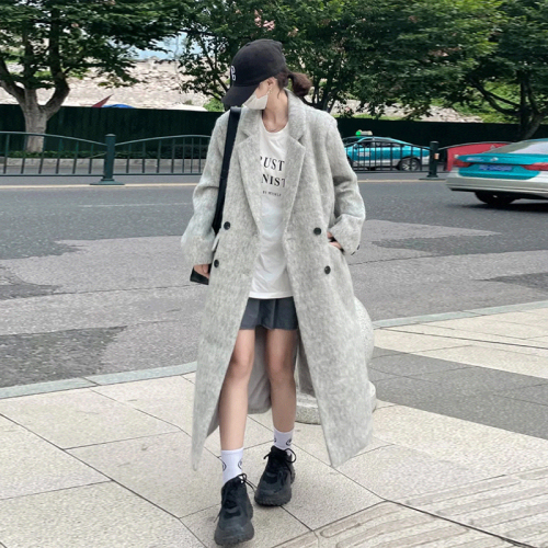 Korean Hepburn style woolen coat for women autumn and winter new high-end small medium-length woolen coat