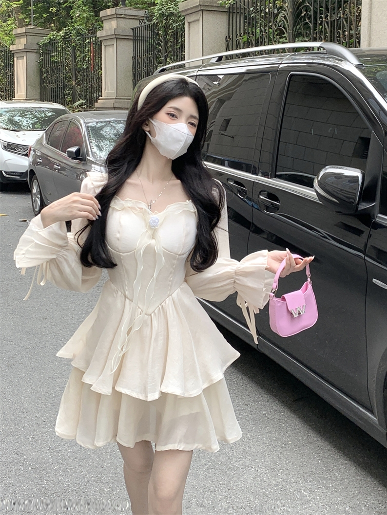 Tea break French high-end temperament dress women's summer wear tube top small fragrant white dress sweet fairy princess dress