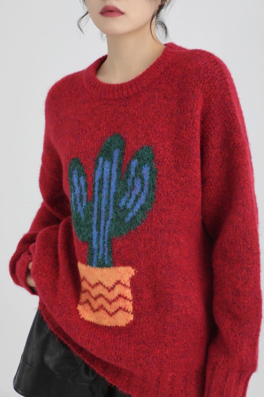 High-end and super good-looking thick sweater for women to wear as outerwear, autumn style, loose, lazy style, soft and waxy knitted top