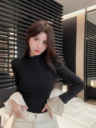 DeRong brushed bottoming shirt for women, spring, autumn and winter plus velvet long-sleeved T-shirt