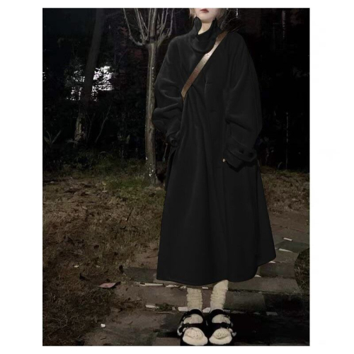 Woolen coat women's mid-length autumn and winter new popular Hepburn style Korean style loose thickened woolen coat