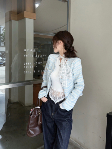 Actual shot~ Design niche lace-up lace splicing sloping shoulder slimming slim long-sleeved T-shirt