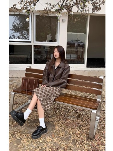 Plaid skirt women's new autumn mid-length skirt temperament women's high-end slimming hip skirt