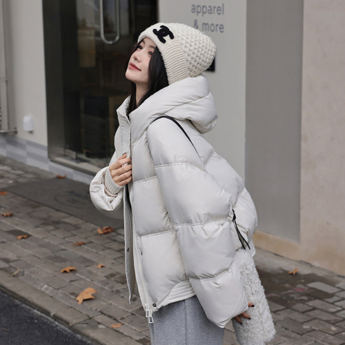 Zhang Beibei ibell hooded short style down jacket women's loose slimming stand-up collar bread coat jacket for women