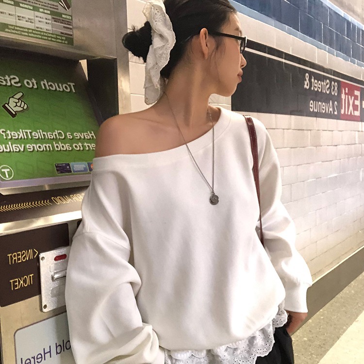 White sweatshirt jacket for women spring and autumn 2024 new popular Korean style lazy style loose velvet short top