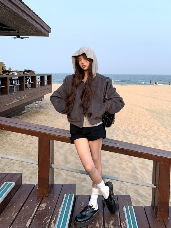 Short jacket for women 2024 new spring and autumn style gray casual design national style high-end baseball uniform