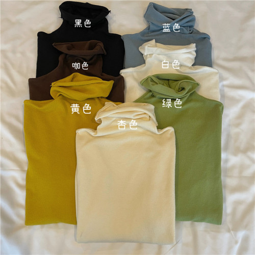 Autumn and winter new style pile collar soft and waxy elastic large inner layering shirt top