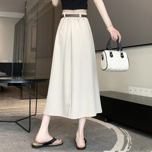 Summer new high-waisted A-line pleated skirt, college-style skirt, niche slimming long suit skirt