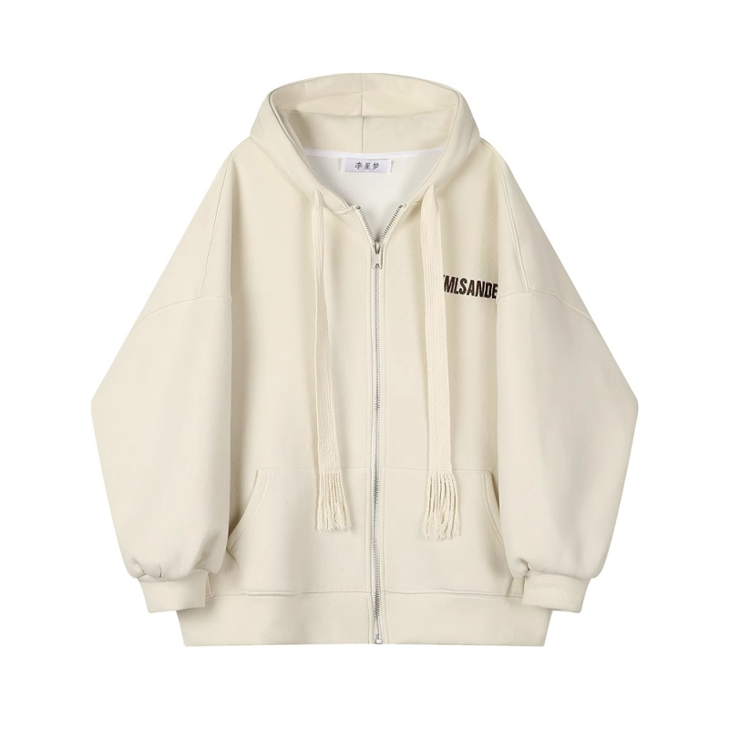 XinmonLee fufu hooded cardigan sweatshirt loose lazy style women's autumn and winter design niche jacket