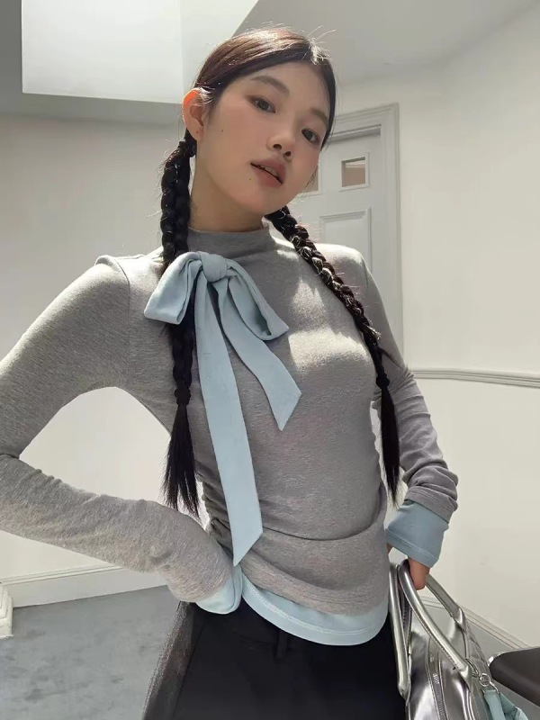 Inner bottoming shirt for women 2024 new spring and autumn turtleneck t-shirt design niche long-sleeved knitted top
