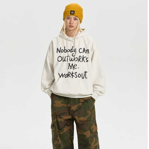 Heavy Chinese cotton/silver fox velvet double-layered hat nobady printed sweatshirt