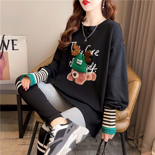 1*1 German velvet fat mm plus size women's autumn and winter long-sleeved T-shirt plus velvet bottoming shirt top 200 pounds