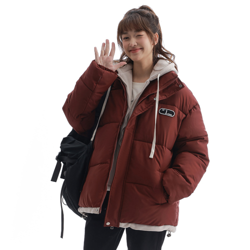 Real shot of high street oversize cotton coat for women winter new student fake two pieces thickened cotton coat casual retro cotton jacket