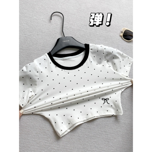 Official picture 40 count cotton 92 cotton 8 spandex one-shoulder short-sleeved T-shirt women's summer flying sleeve body slimming top