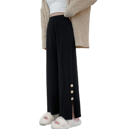 Real shot of drapey and comfortable college style women's autumn and winter high-waist slim harem pants nine-point casual wide-leg pants with slits