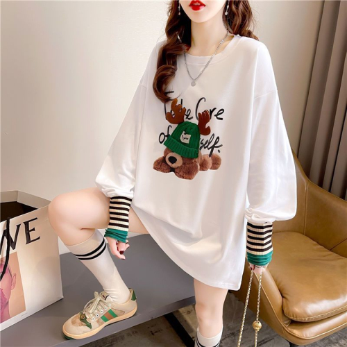 1*1 German velvet fat mm plus size women's autumn and winter long-sleeved T-shirt plus velvet bottoming shirt top 200 pounds