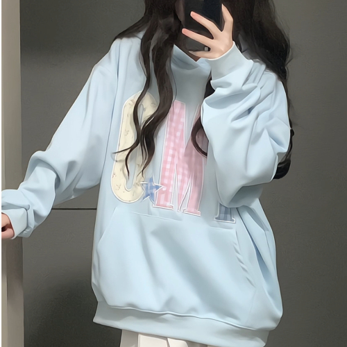 Heavy Chinese cotton/silver fox velvet double hat OMI letter print sweatshirt