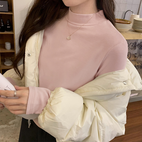 Actual pictures of early autumn round neck long-sleeved T-shirts for women 2024 new slim fit T-shirts versatile soft waxy tops