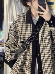 Japanese retro vintage tweed outerwear for women spring new loose ins fashion brand design sense niche top 