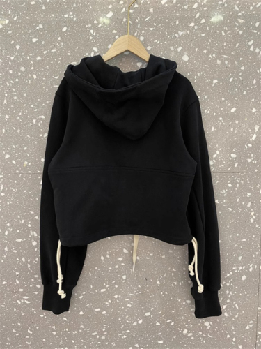 Official photo ~ Chinese cotton composite milk silk + back bag collar short coat for women spring and autumn 2024 hooded sweatshirt