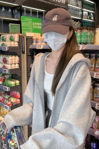 Pure Cotton Brushed Hooded Sweatshirt for Spring and Autumn, Original Version with Inner Drawstring Coat, New Arrival