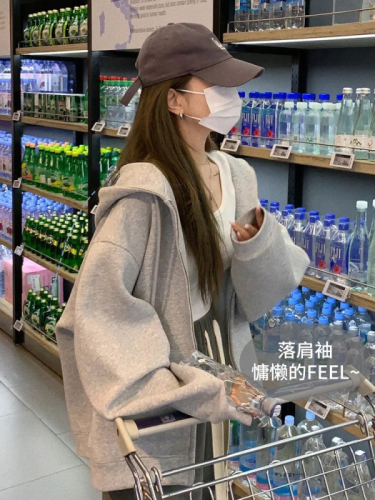 Pure Cotton Brushed Hooded Sweatshirt for Spring and Autumn, Original Version with Inner Drawstring Coat, New Arrival