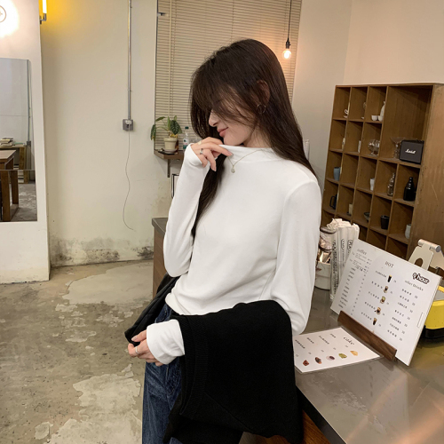 Actual pictures of early autumn round neck long-sleeved T-shirts for women 2024 new slim fit T-shirts versatile soft waxy tops