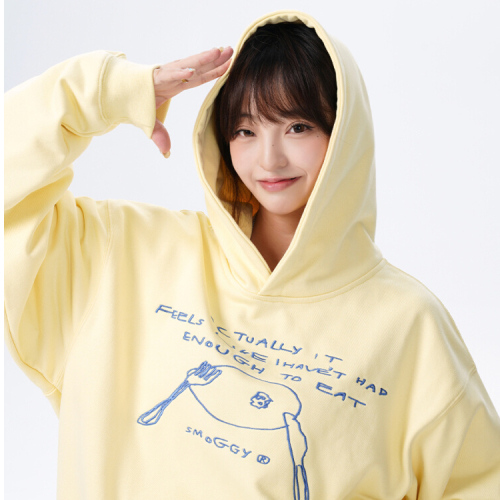 Heavy Chinese Cotton/Silver Fox Velvet Double-layered Hat Letter Pattern Printed Sweatshirt