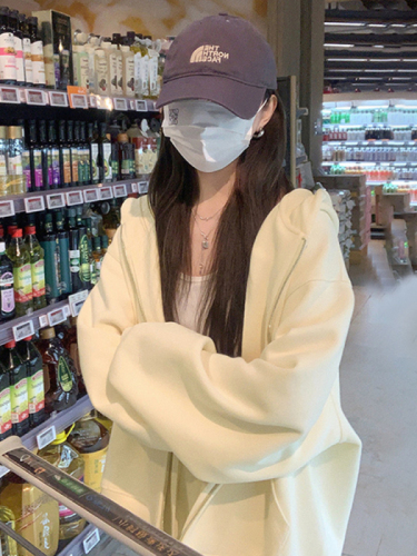 Pure Cotton Brushed Hooded Sweatshirt for Spring and Autumn, Original Version with Inner Drawstring Coat, New Arrival