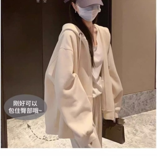 Pure Cotton Brushed Hooded Sweatshirt for Spring and Autumn, Original Version with Inner Drawstring Coat, New Arrival