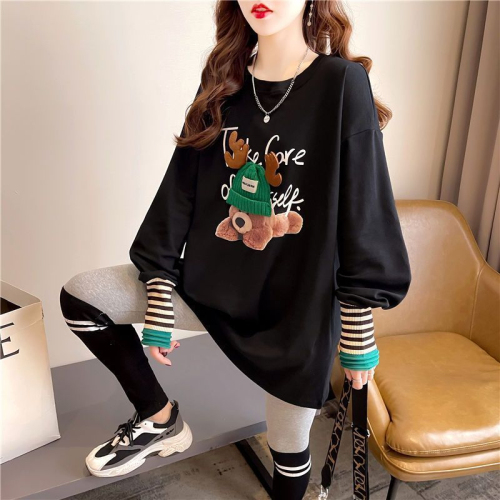 1*1 German velvet fat mm plus size women's autumn and winter long-sleeved T-shirt plus velvet bottoming shirt top 200 pounds