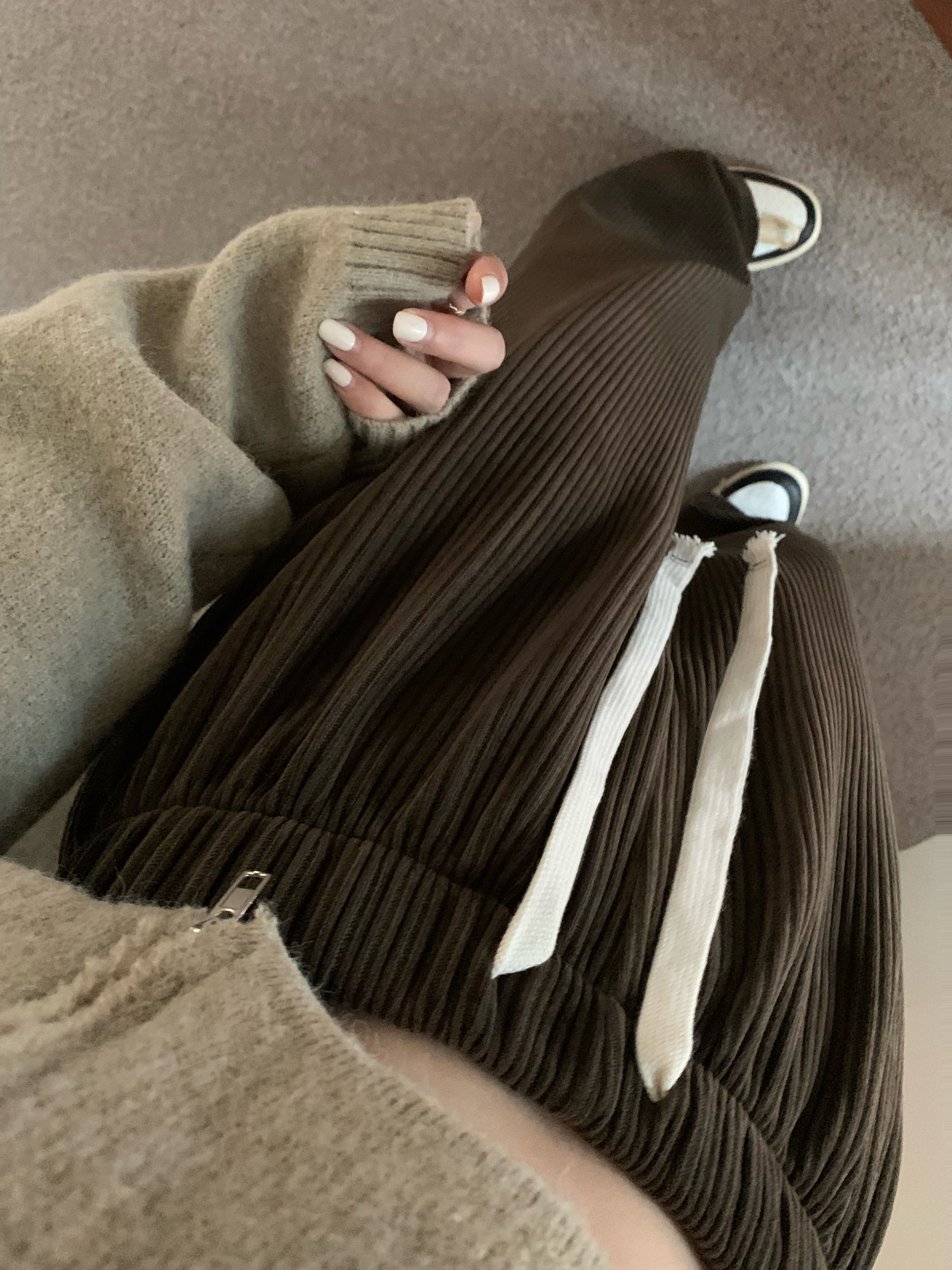 Photographed~ Thick Fleece Pothole Straight Leg Walking Pants Casual Matchable Wide Leg Pants