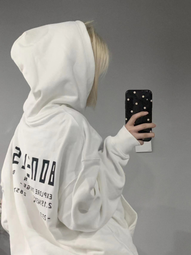 CVC cotton pasta wool Chinese cotton composite/milk silk 300g silver fox velvet 400g front and back printed hooded sweatshirt for women