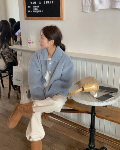 Soft furry lapel coat