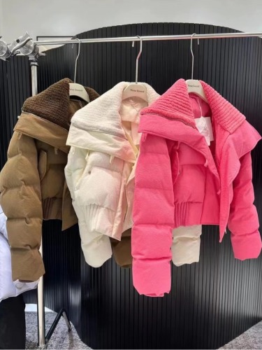 Internet celebrity niche high-end street down jacket for women small winter pink high-waisted short cotton jacket trendy brand