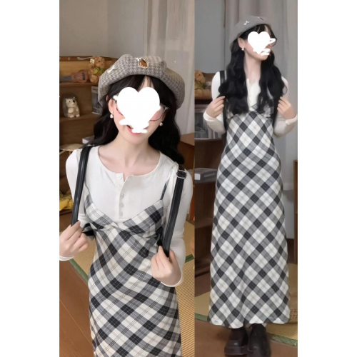 Early autumn with a set of French vest suspender dress and autumn 2024 new Korean style long skirt