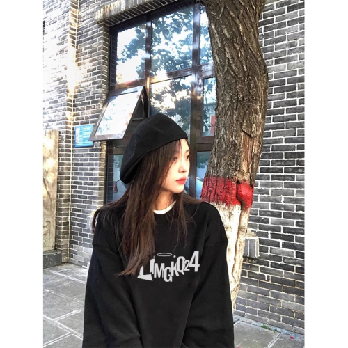 Tmall quality pure cotton composite milk silk 320g plus velvet 420g printed autumn and winter round neck sweatshirt for women