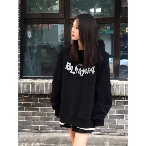 Tmall quality pure cotton composite milk silk 320g plus velvet 420g printed autumn and winter round neck sweatshirt for women