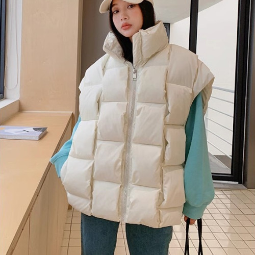 24 winter oversize cotton-padded jacket for women Korean style loose small vest down padded jacket jacket bread suit 7930