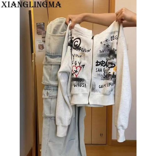 Chinese cotton composite milk silk + silver fox velvet back collar original quality plus velvet short printed hooded sweatshirt