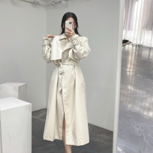 Size update chic Korean autumn new British style fashionable loose belt slimming windbreaker jacket