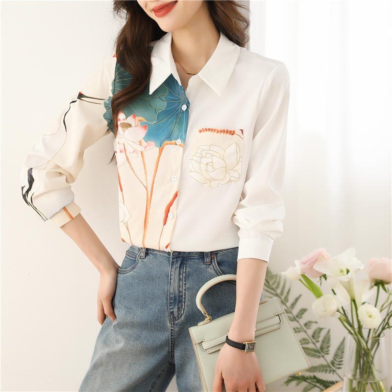 Dunhuang Youli series Chinese style women's new high-end printed patchwork shirt