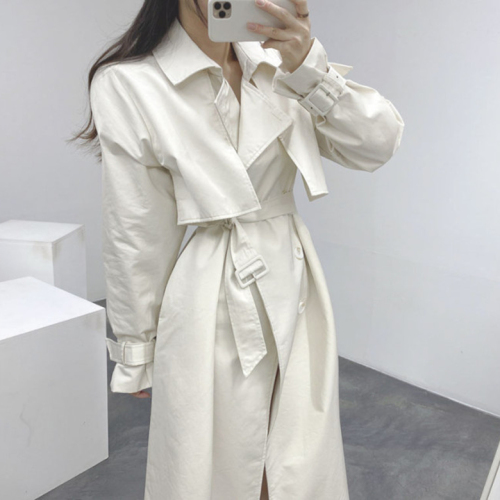 Size update chic Korean autumn new British style fashionable loose belt slimming windbreaker jacket