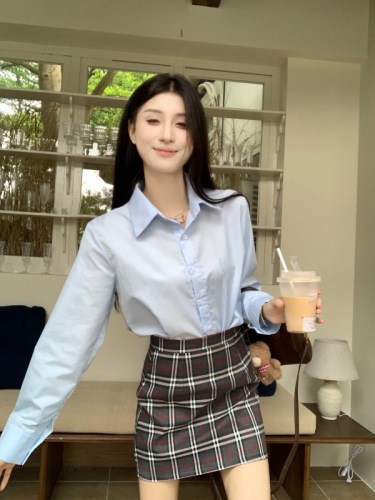 Real shot of college style blazer women's autumn and winter short jk uniform suit British small suit hip skirt