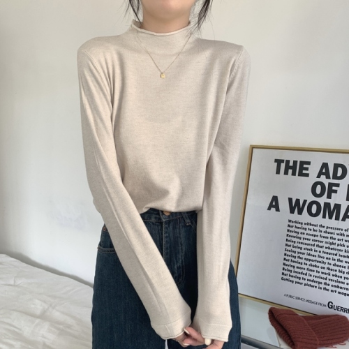 Autumn and winter Korean style long-sleeved inner sweater basic solid color half turtleneck bottoming sweater