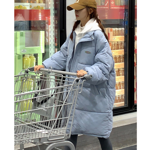 Real shot of cotton-padded jacket for women, Korean style medium-length large size Hong Kong style ins loose student long waist-cinching down jacket