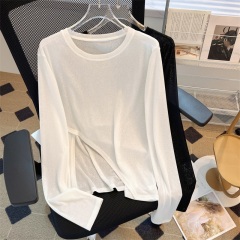 New fashionable age-reducing niche irregular slit sun protection shirt long-sleeved thin top for women