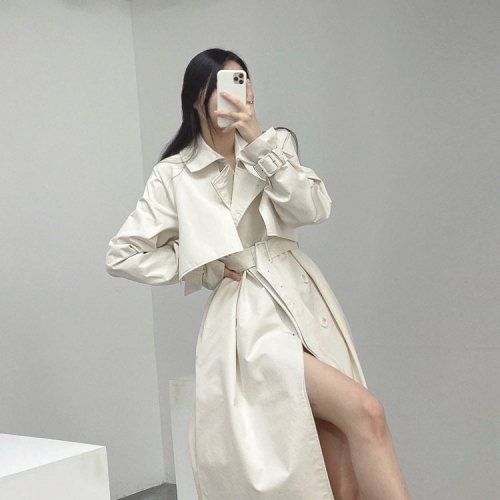 Size update chic Korean autumn new British style fashionable loose belt slimming windbreaker jacket