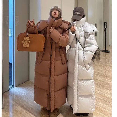 Oversize large quilt style new Korean style long down jacket for women with a high-end feel, super good-looking design and loose fit