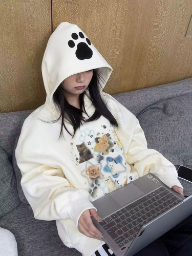 Pure cotton Chinese cotton compound milk silk + silver fox velvet + back collar autumn and winter velvet hooded sweatshirt for women